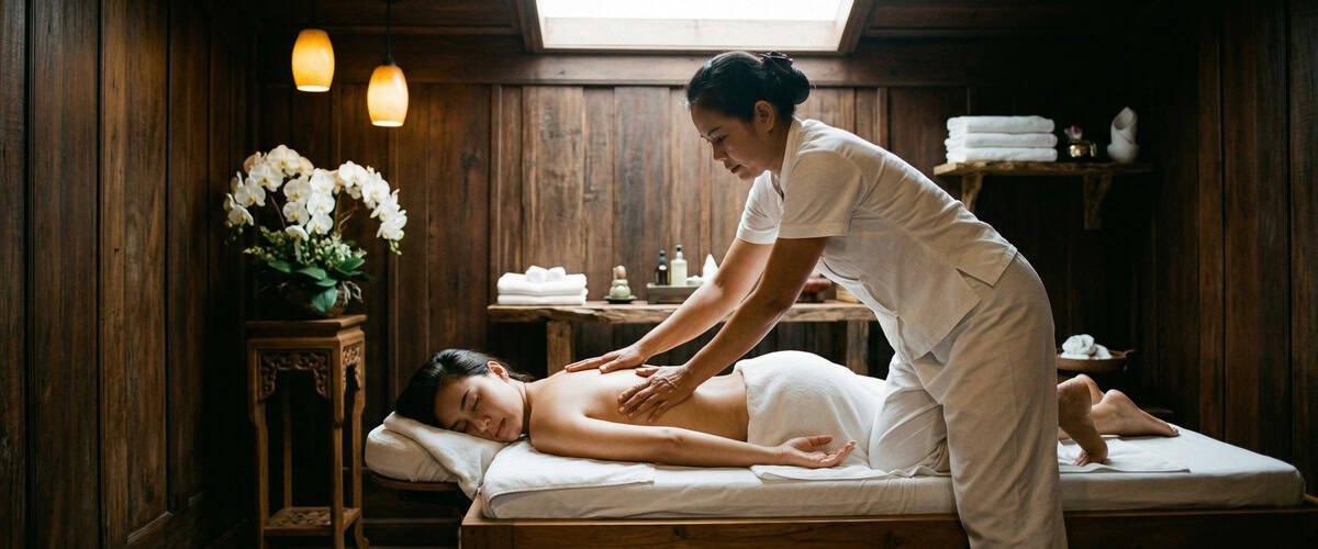 Relaxing Thai massage therapy in Glasgow for stress relief and muscle relaxation.