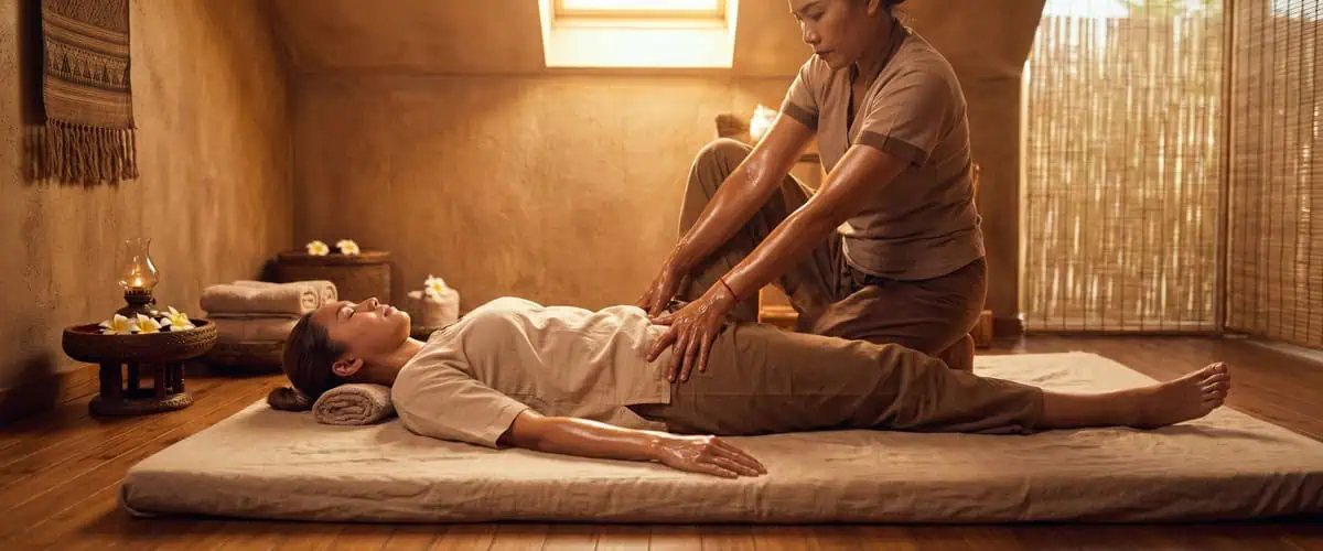 Relaxing Thai massage therapy in Glasgow for stress relief and muscle relaxation.