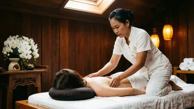 Thai massage therapist providing relaxing massage in Glasgow spa.