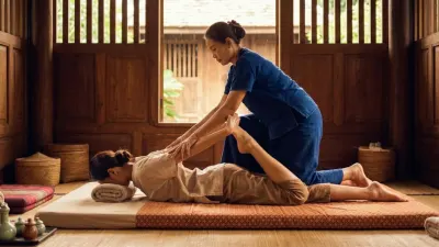 Therapist performing Thai massage on a client for sciatica relief in Glasgow.